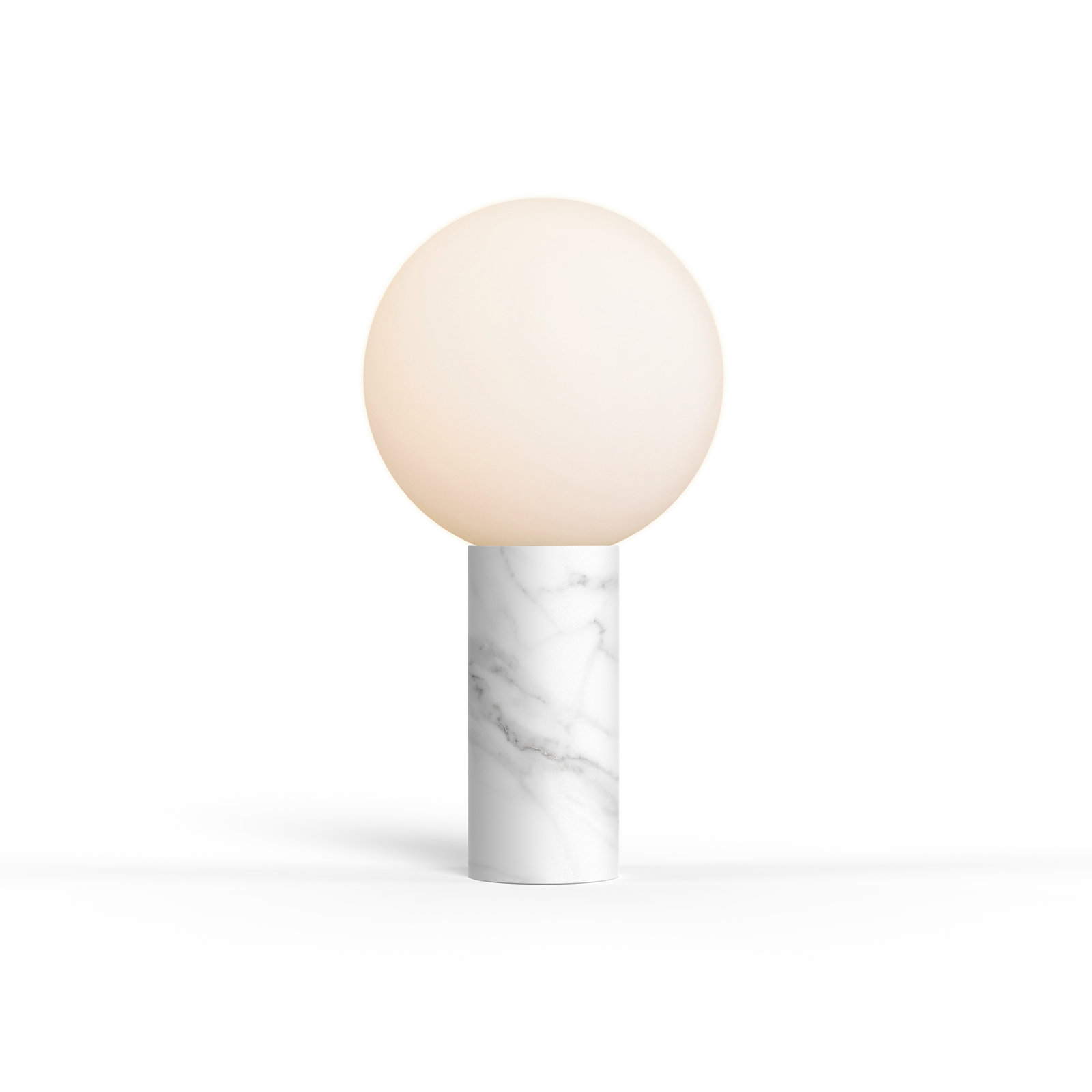 Pilar Marble Globe Lamp, Carrara White