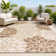 Zinnia Modern Floral Textured Weave Brown/Cream Indoor/Outdoor Rug