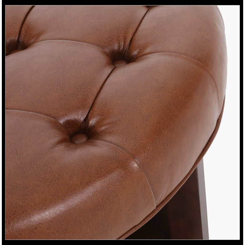 ROUND OTTOMAN, Light Brown