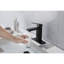 Robinet de meuble-lavabo noir mat avec bec cascade, robinet d'évier à poignée simple, acier inoxydable fabriqué pour la durabilité, corrosion protégée et empreintes digitales, bec à débit d'eau équilibré