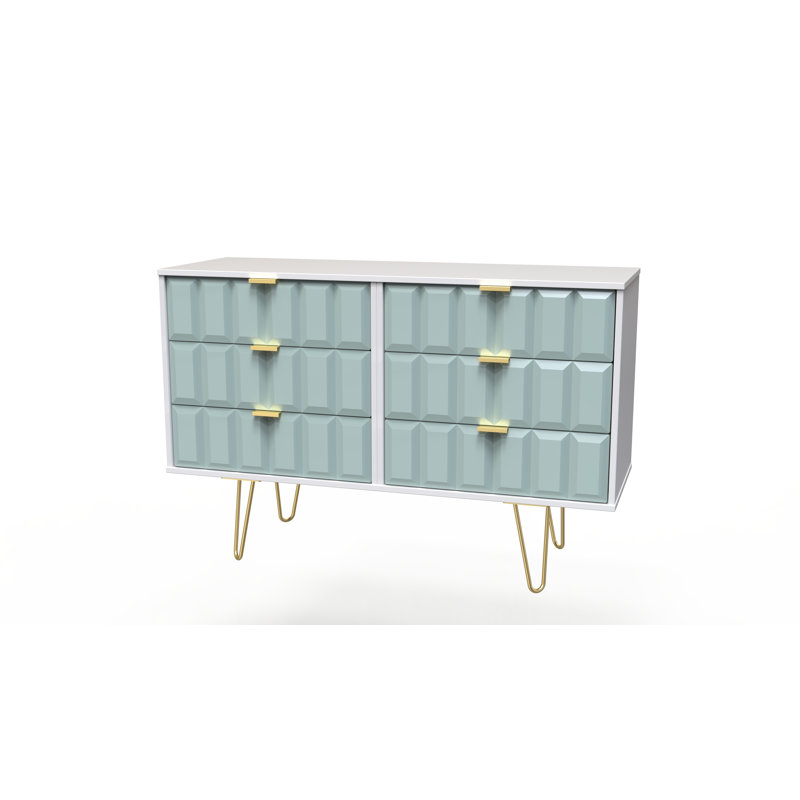 Fully Assembled Aliina 6 - Drawer Chest of Drawers, Duck Matt/White