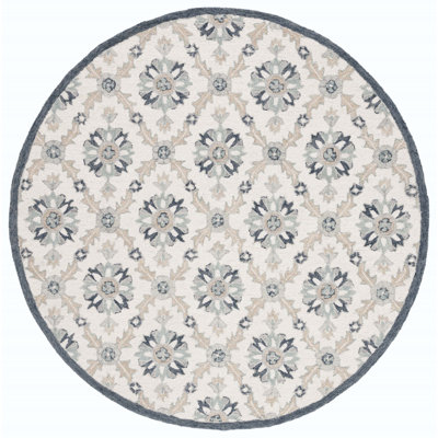 Martha Stewart Hand Tufted Wool/Cotton Floral Rug in Blue/Gray