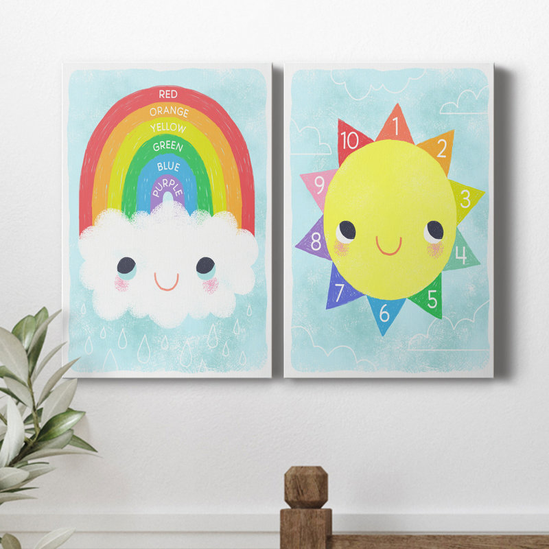 Rainbow - ensemble de 2 reproductions d'art texturé sur toile tendue, H 36 po x l 24 po x P 1 po