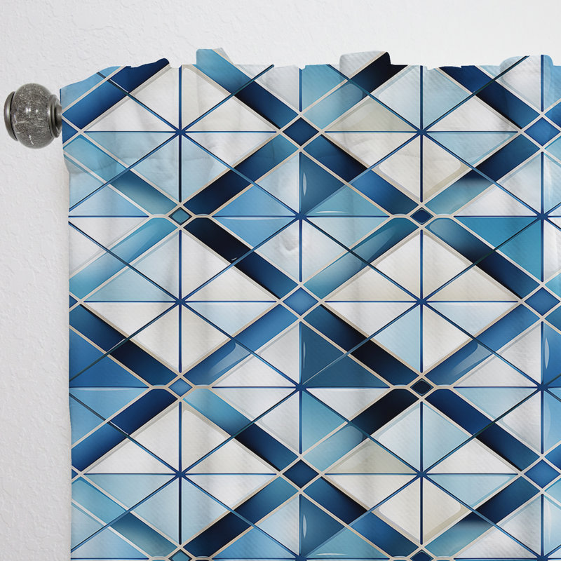Mosaïque bleu cobalt côtier - Rideau abstrait - Rideau obscurcissant à formes géométriques - 1 panneau, L 52 po x L 90 po