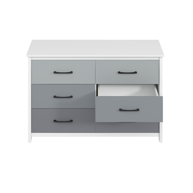 Allysyn 6 Drawer Dresser, White/Gray