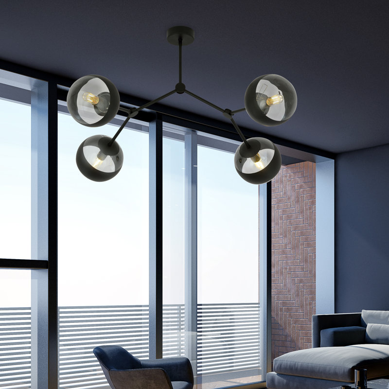 4 - Light Sputnik Chandelier, Transparent/Black