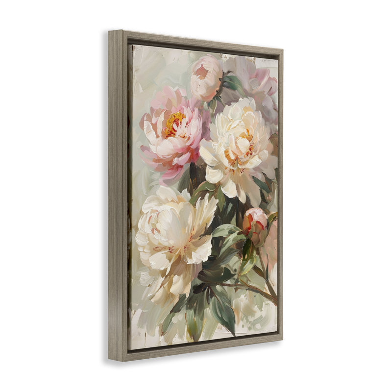  Toile flottante Spring Peony par LSR Design Studio, Cadre flottant orme Montalcino, H 25 po x l 17 po