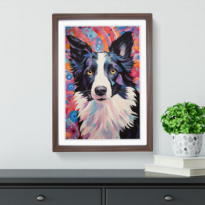 Border Collie Art Deco - Framed Print