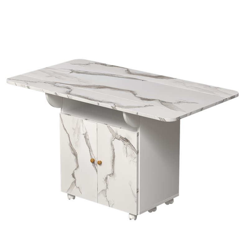 Table de salle à manger pliante en bois avec support de rangement et armoires