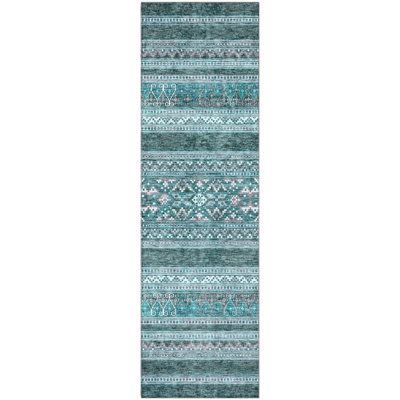 Premium Machine Washable Prisco Teal Rug