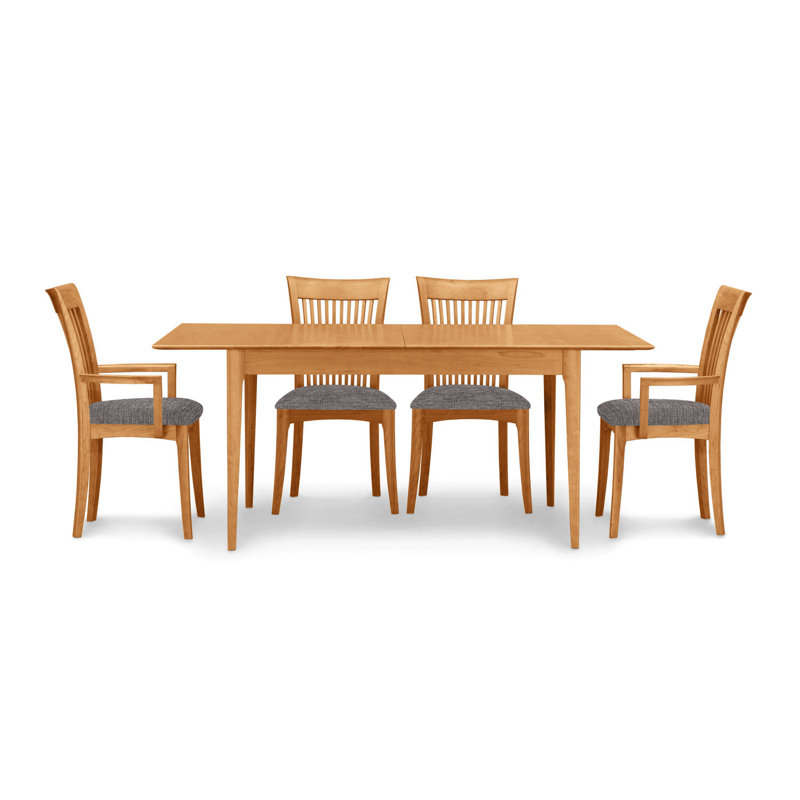 Sarah 4 - Person Solid Wood Top Four Leg Dining Set, Natural Cherry, 30" H x 48" W x 36" D, Sterling Fabric