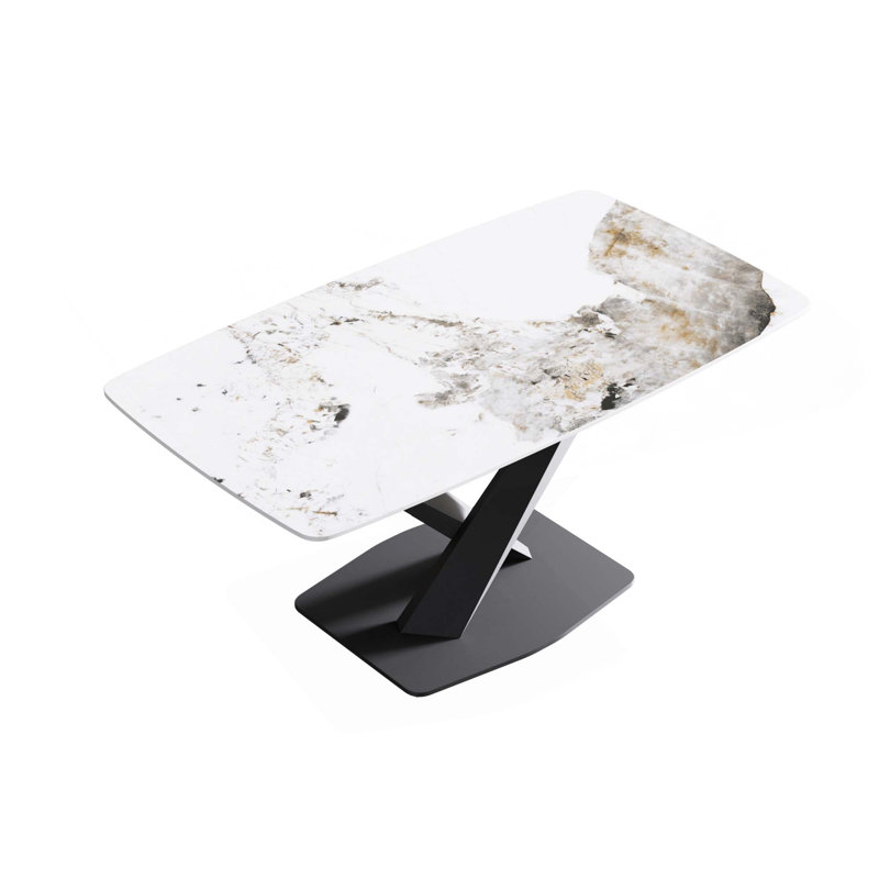 Table de salle à manger Contemporary, H 29,53 po x L 63 po x l 31,5 po, Blanc Pandora