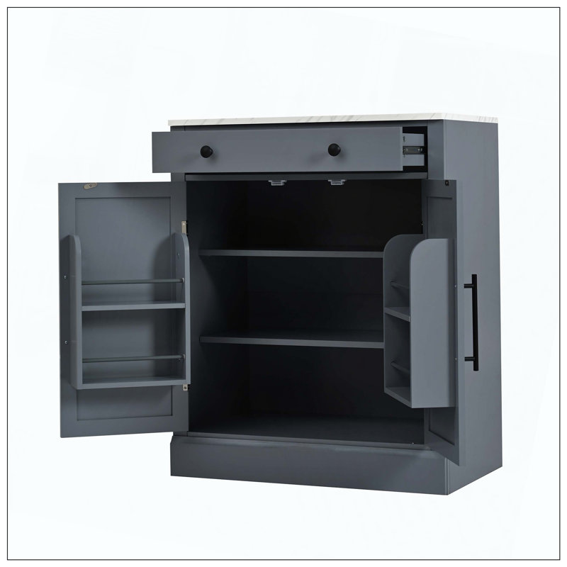 Sleek Storage Cabinet Sideboard Buffet With Vertical Line Design,Suitable For Study,Entrance And Living Room