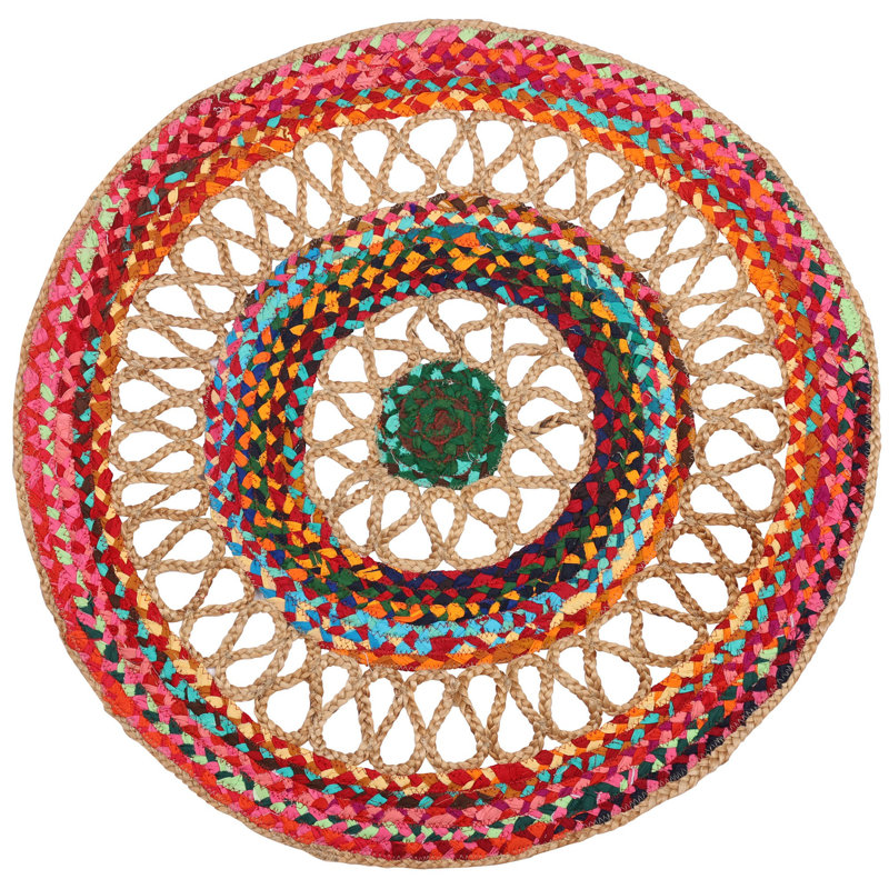 Tapis de méditation circulaire en jute recyclé et en coton Eco-Rainbow 