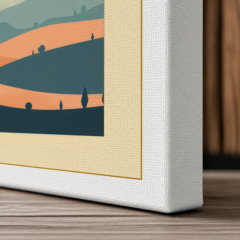 Balloon Over Mountains Retro - Wrapped Canvas, 18x12 - 45.7 x 30.5 cm, White Border