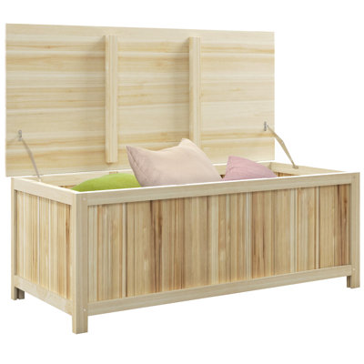 Ikkle 45.5 Gallons Rubberwood Solid Wood Deck Box in Yellow