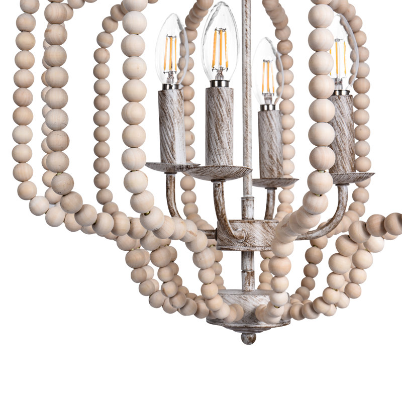Marie-Lucie 4 - Light Dimmable Geometric Chandelier, Cream