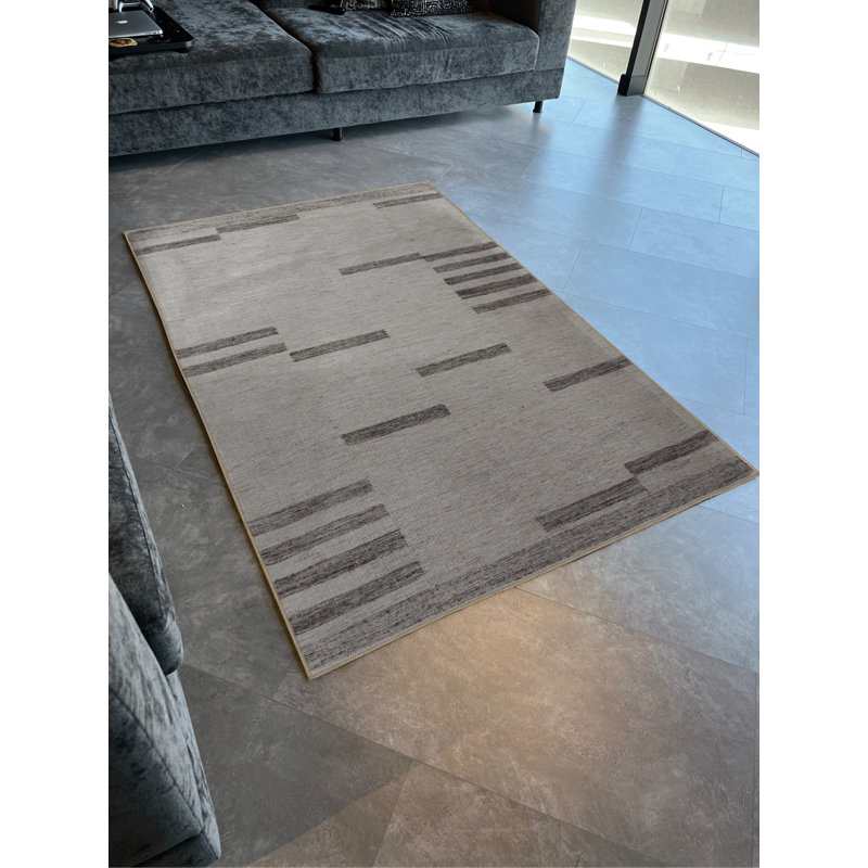 Tapis décoratif moderne à motif géométrique beige, Tapis de couloir 3 pi 9,81 po x 9 pi 10,11 po