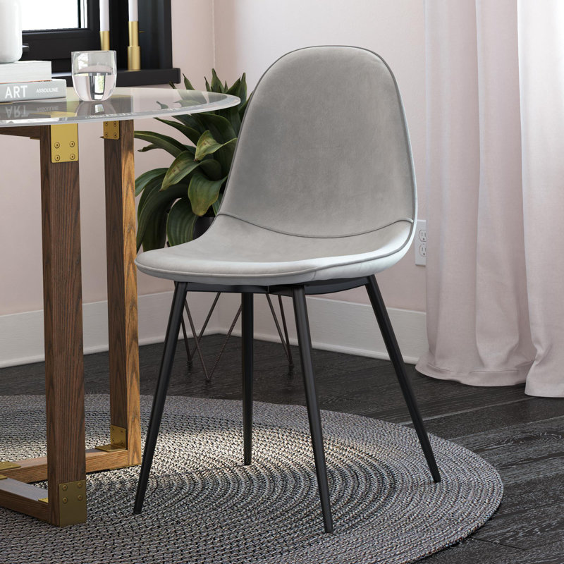 18cm H Upholstered Side Chair, Gray Velvet