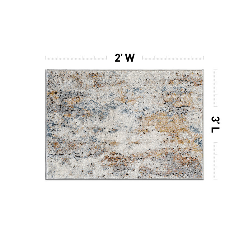 Blended Brushstroke Abstract Area Rug - Modern & Kid Friendly, Rectangle 2' x 3'