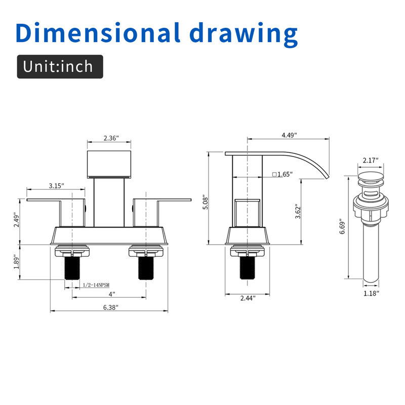 Waterfall Bathroom Sink Faucet 4 Inch Faucet 2 Handle Lead-free Centerset Bathroom Faucet With Water Supply Lines Pop Up Drain 2 Or 3 Holes Bathroom Basin Lavatory Mixer Taps