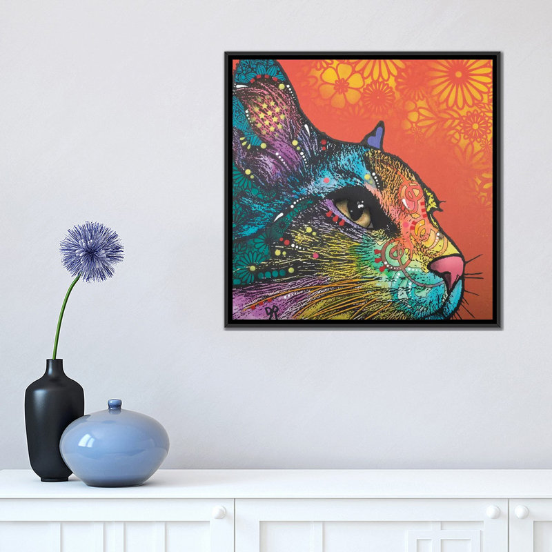 « maculage », reproduction d’impression sur toile, H 18 po x l 18 po x P 1,5 po, Toile encadrée noire, Pas de tapis