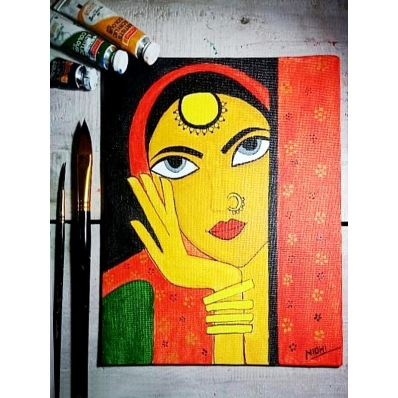 Mariée Rajasthani | Acrylique sur toile | Par Meenakshi