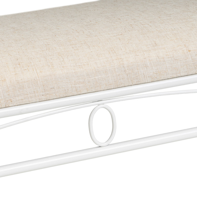 Dedman Linen Upholstered Bench, White/Beige