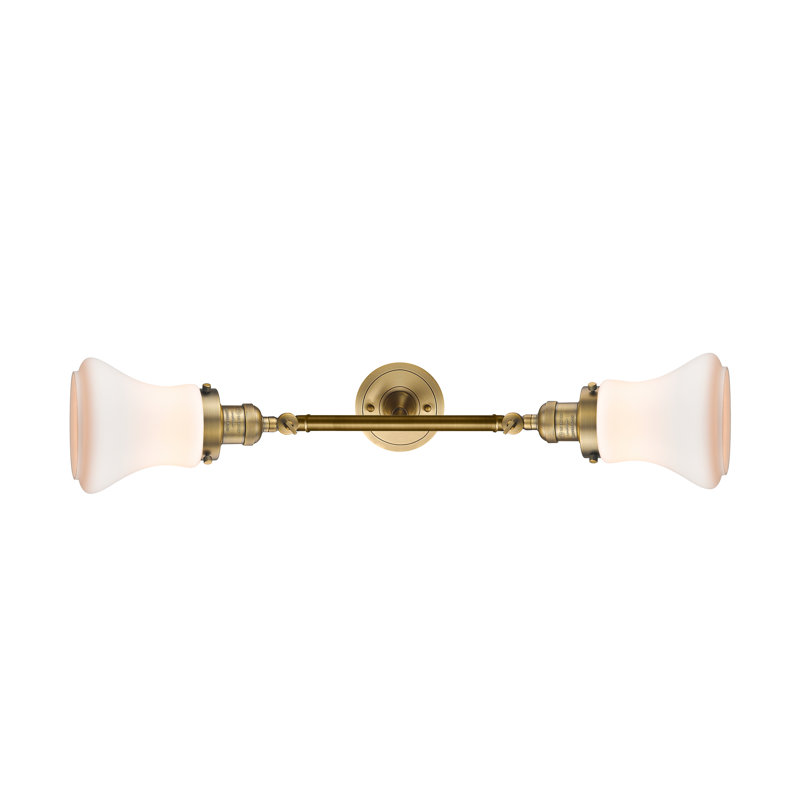 Edda 2 - Light Dimmable Vanity Light, 60 Watt Vintage Incandescent Bulb, Brushed Brass, Matte White