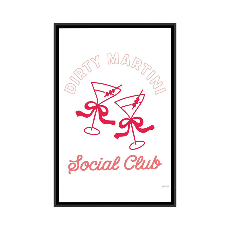 Social Club Martinis With Bows by Lettered & Lined - Gallery-Wrapped Canvas Giclée on Canvas, Black