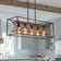 5 - Light Open Cage Wood Rectangular Island Metal Chandelier