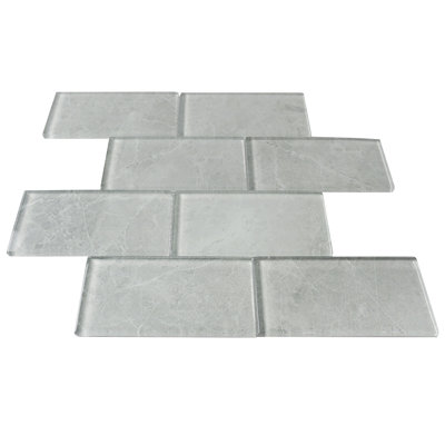 Guro 3" x 6" Glass Stone Look Subway Wall Tile