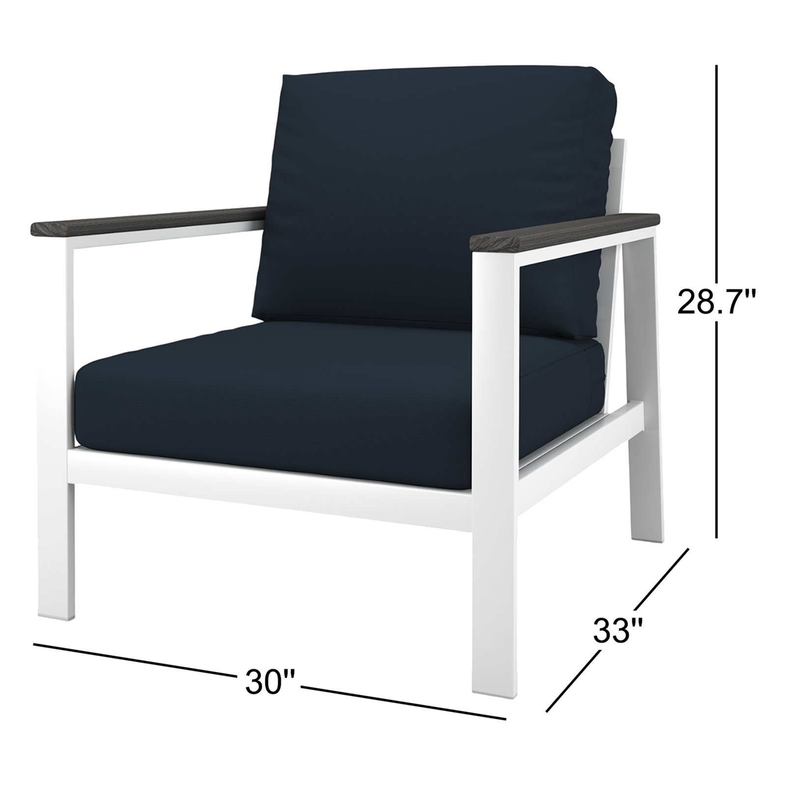 Townsend Sunbrella® Patio Lounge Chair, Canvas Navy, Light Gray