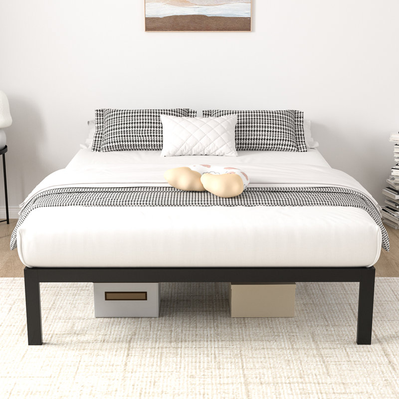 Base de lit plate-forme robuste 14 po, Double, Noir