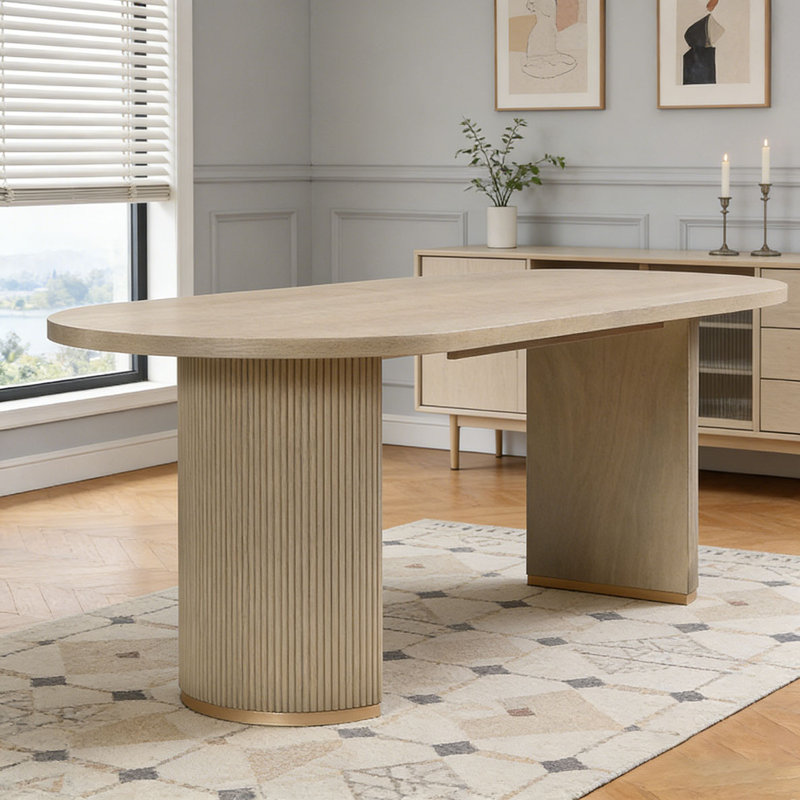 Oval Dining Table Double Pedestal, Natural