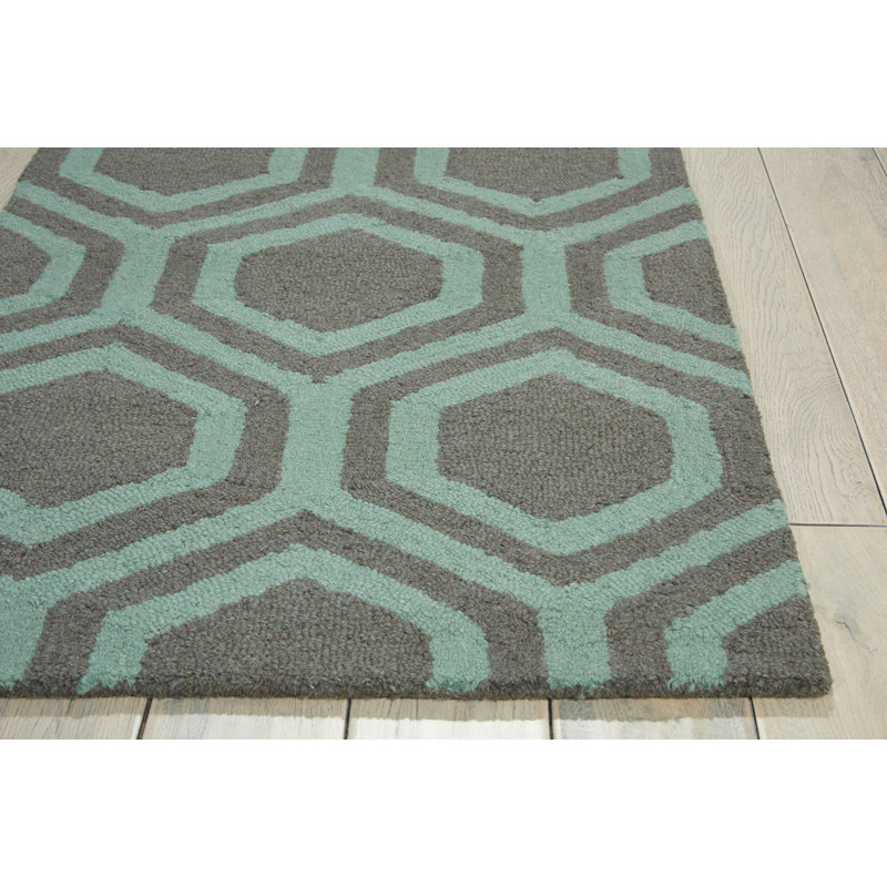 Adalyn Geometric Wool Hand Woven Area Rug, Rectangle 152 x 213cm