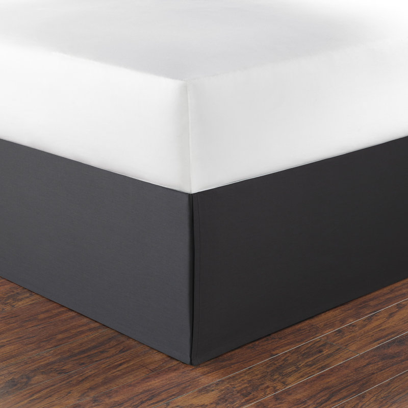 White Cotton King Bed Skirt with Split Corners