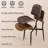 Brice Dining Chairs Of 2, Mid Century Modern Retro Faux Leather Kitchen Chairs With Walnut Bentwood Upholstered Seat Metal Legs, Adjustable Foot For Kitchen Dining Room-210545569