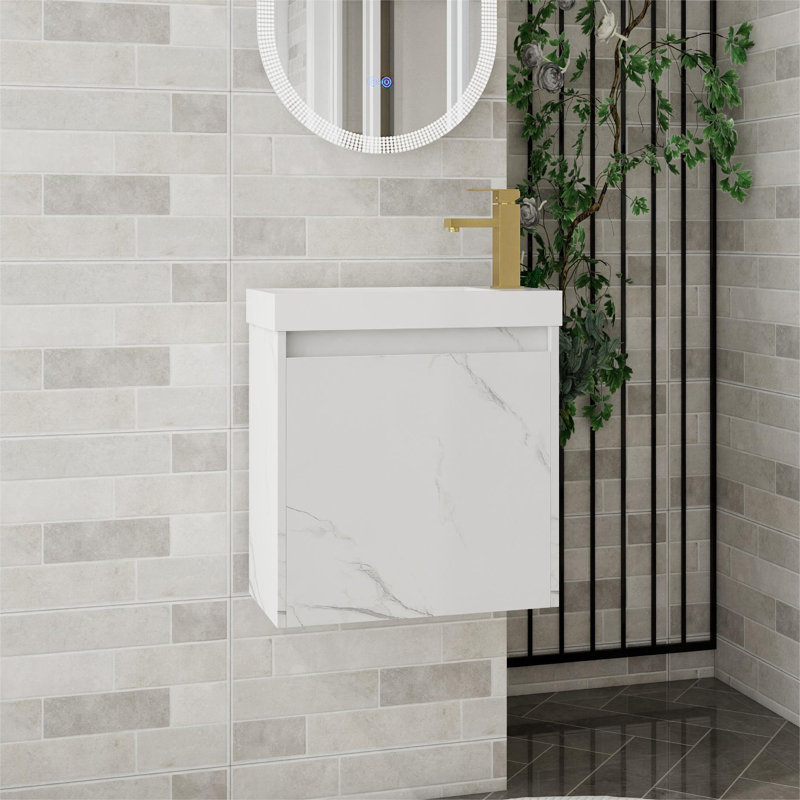 Meuble-lavabo simple mural 20 po avec plateau en résine