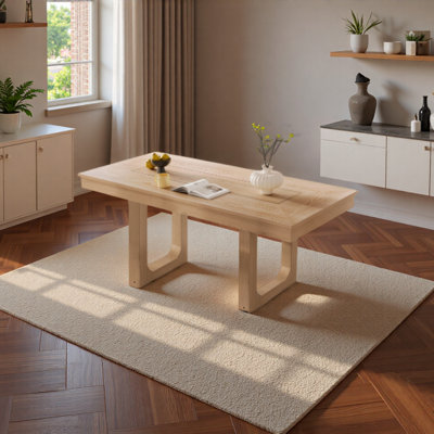 60"-78" Extendable Dining Table, Farmhouse Wooden Kitchen Table With Removable Leaf, Large Expanding Table