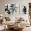 Abstrait noir, blanc et rouille, coup de pinceau, ensemble de 3 toiles-917362898
