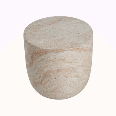 Outdoor/Indoor Lightweight Concrete Side Table,Travertine Finish