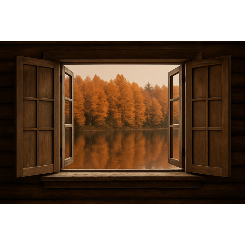 Autumn Reflection from the Cabin Window