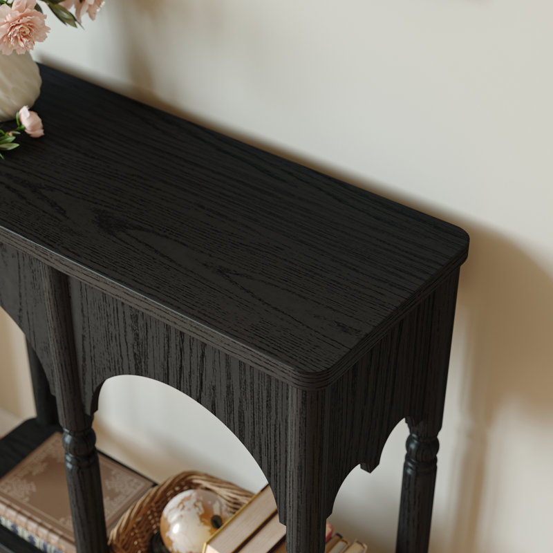 31" Solid Wood Entryway Console Table, Black