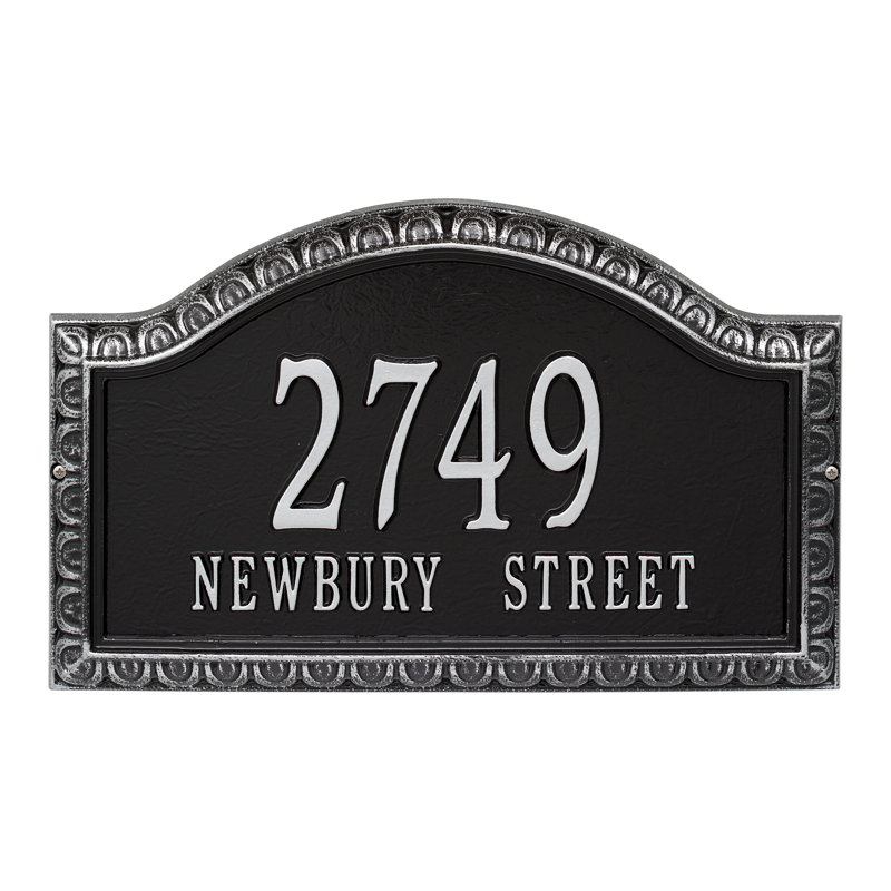 Penhurst Personalized Grande 2-Line Wall Address Plaque, Black/Silver, Yes