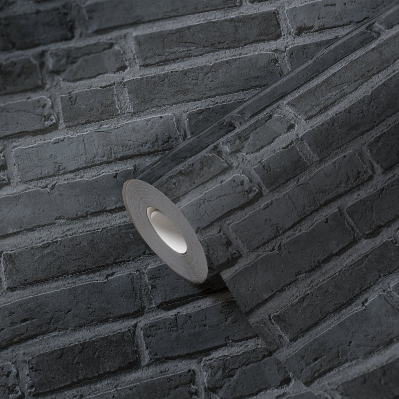 Bricks and More Collection Brickshire Residents Wallpaper Roll, Black 