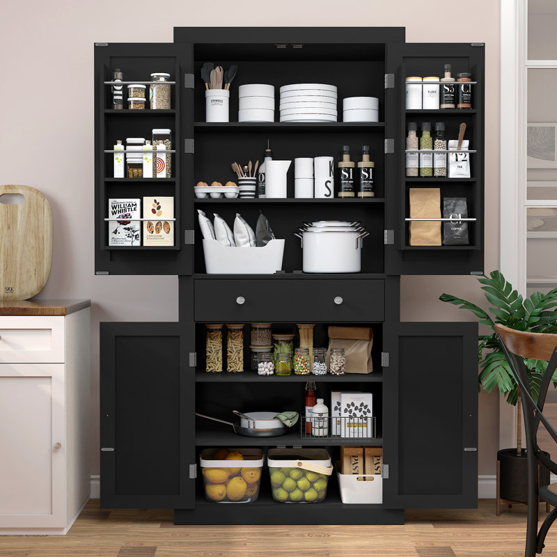 Armoire de cuisine de 72 po Joele, armoire de cuisine avec 6 portes et 1 tiroir, armoires de cuisine à 4 portes pour le salon, le salon