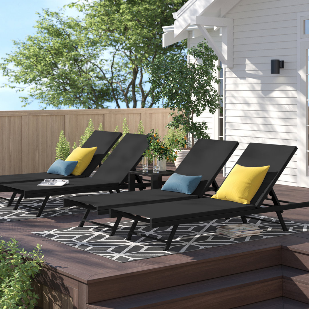 Audyn Outdoor Reclining Chaise Lounge (Set of 4) Wade Logan® 