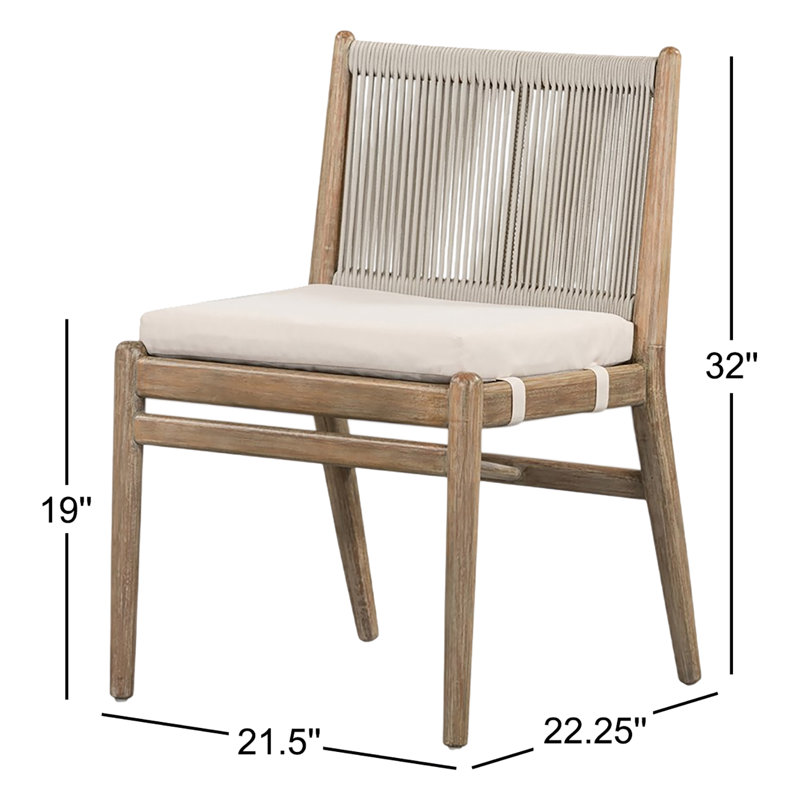 Baltzer Outdoor Dining Side Chair, Natural Frame/Lakin Oat Cushion