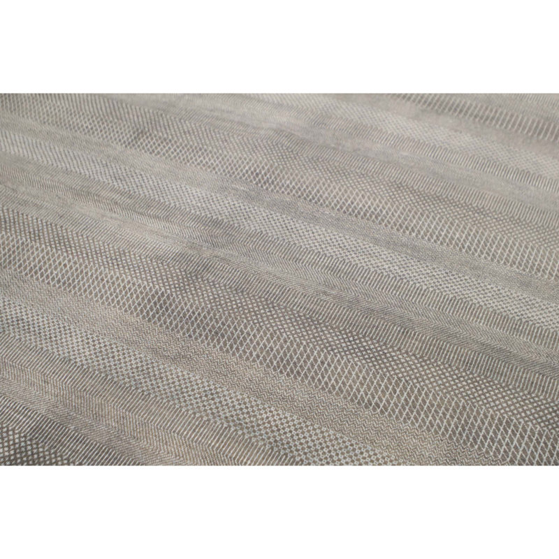 Tapis gris anthracite et turquoise noué à la main de haute qualité